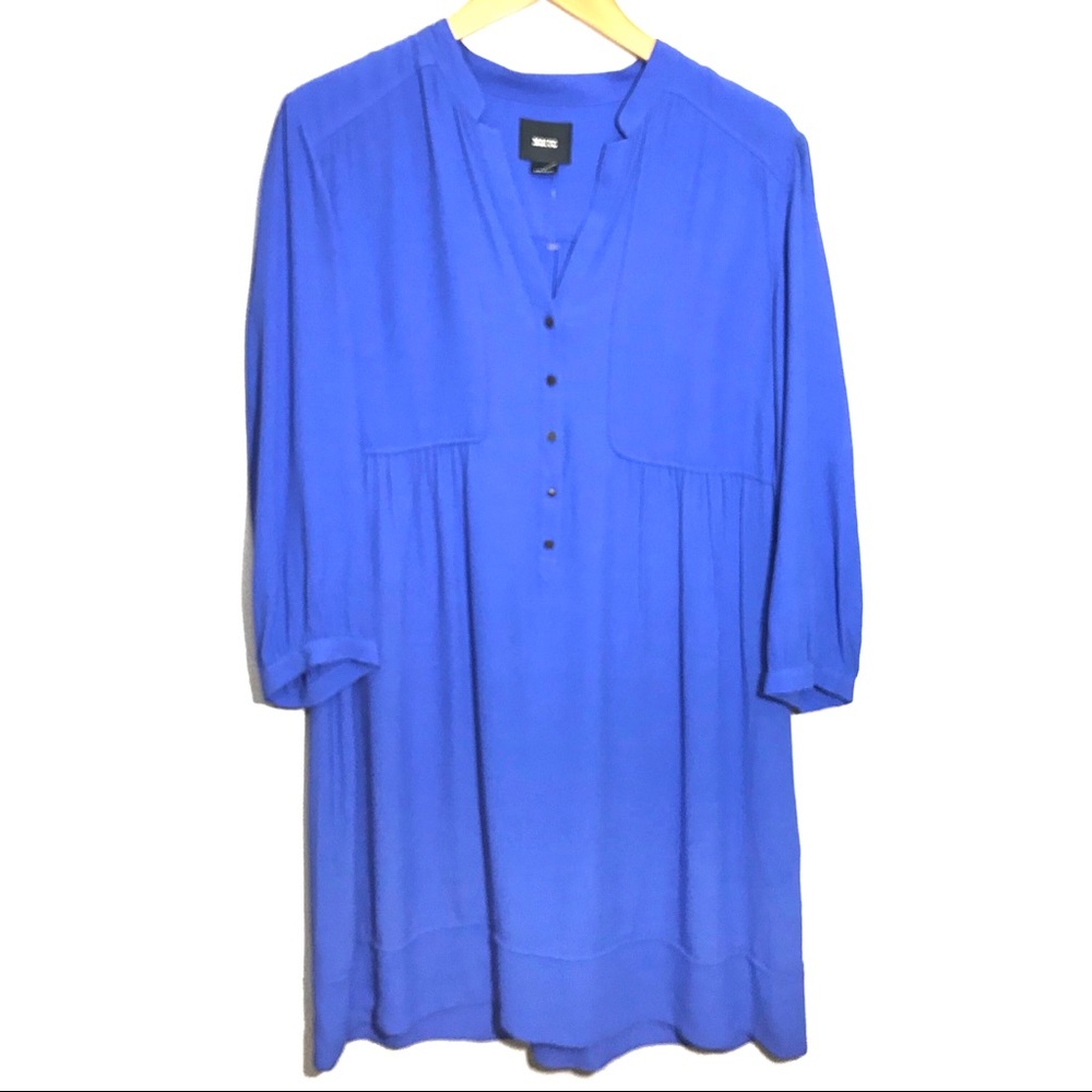 Maeve Long Sleeve Button Up Blue Dress Sz 14